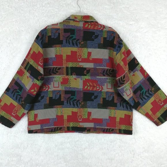 Jane Ashley Womens Jacket Blazer Woven Multicolor Fall Leaves Button Down 2X - Picture 2 of 12